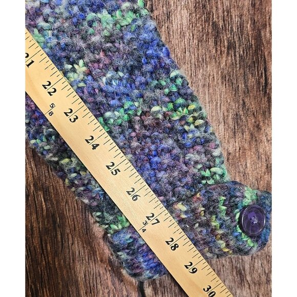 I.E. Relaxed Wool Blend Sweater Indie Art Chunky Knit Ombre Full Zip Women's L - Picture 6 of 13